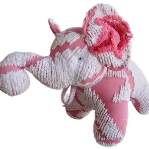 Pink Elephant Stuffed Plush Toy Repurposed Vintage Chenille Bedspread VALENTINES
